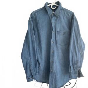 VTG 725 Originals Oversized Classic Blue Denim Button down Shirt - Large